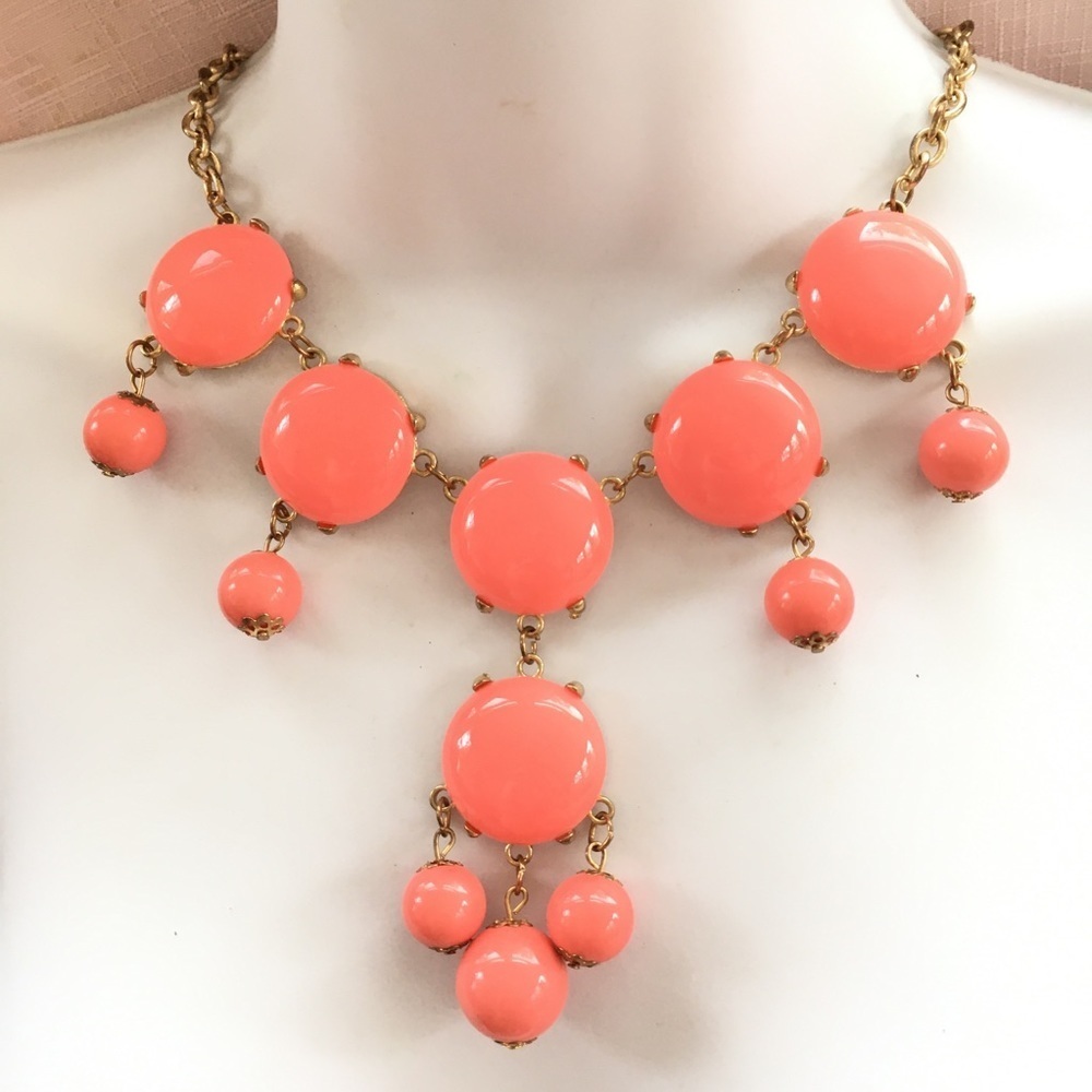 Pink Coral Bubble Necklace Gold